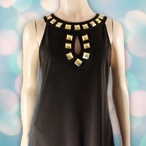 Michael Kors Women’s Brown and Gold Sleeveless Keyhole Studded Top Blouse Size S